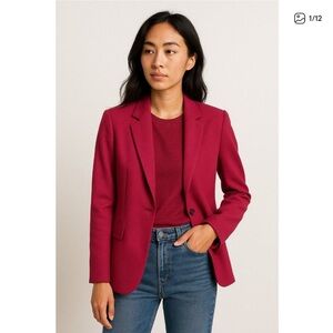 Theory Deep Rose Blazer - Tailored Single-Button Jacket